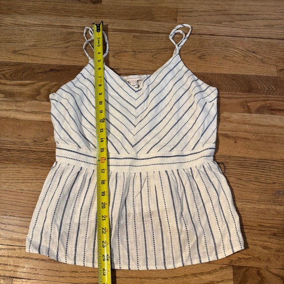 Monteau Los Angeles Blue White Striped Linen Blend Peplum Cami Top XL 201527 - Picture 4 of 8